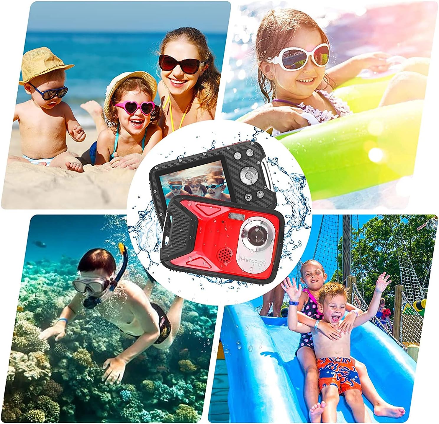 Blue 16MP 1080P Waterproof Digital Camera D1222