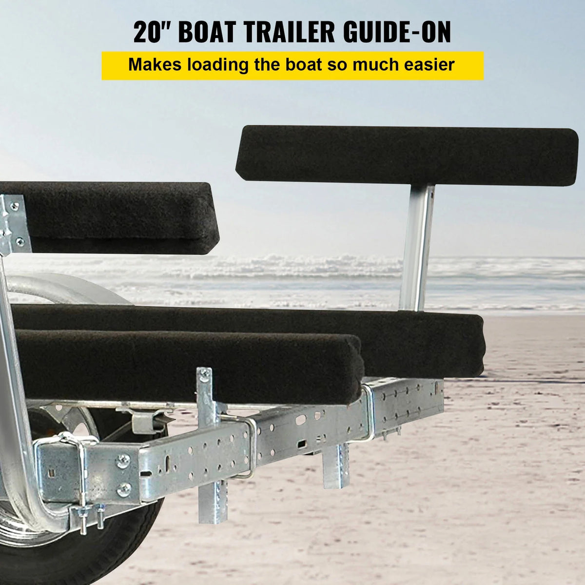 Galvanized Steel Trailer Guide-on with Carpet-padded Boards, One Pair L172