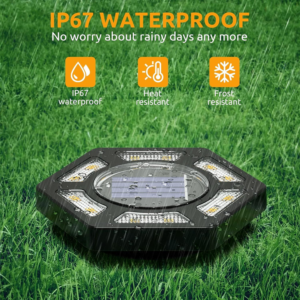 8 Pack Solar Disk Lights for Garden Pathway Warm White F984931
