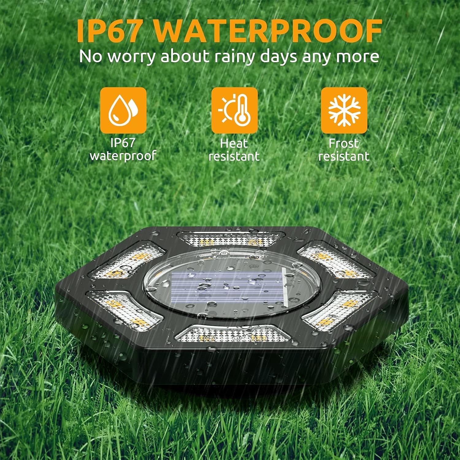 8 Pack Solar Disk Lights for Garden Pathway Warm White F984931