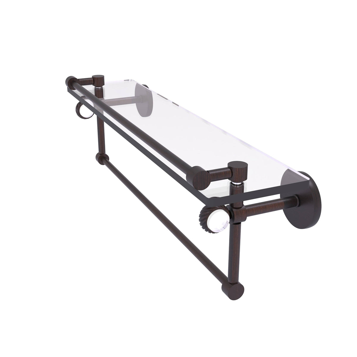 Glass Shelf with Gallery Rail and Towel Bar - Venetian Bronze / 22 inch A1059