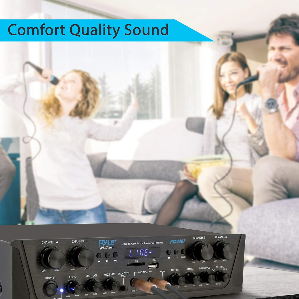 500W 4 Channel Bluetooth Amplifier with AUX IN, FM, USB, Microphone IN L14998