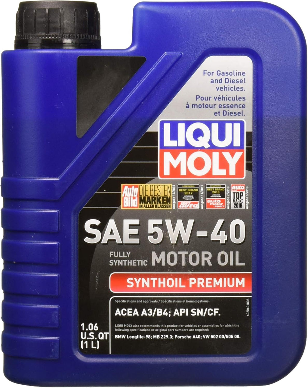 5W-40 Synthetic Motor Oil 5 Liter Pack of 2 B572216