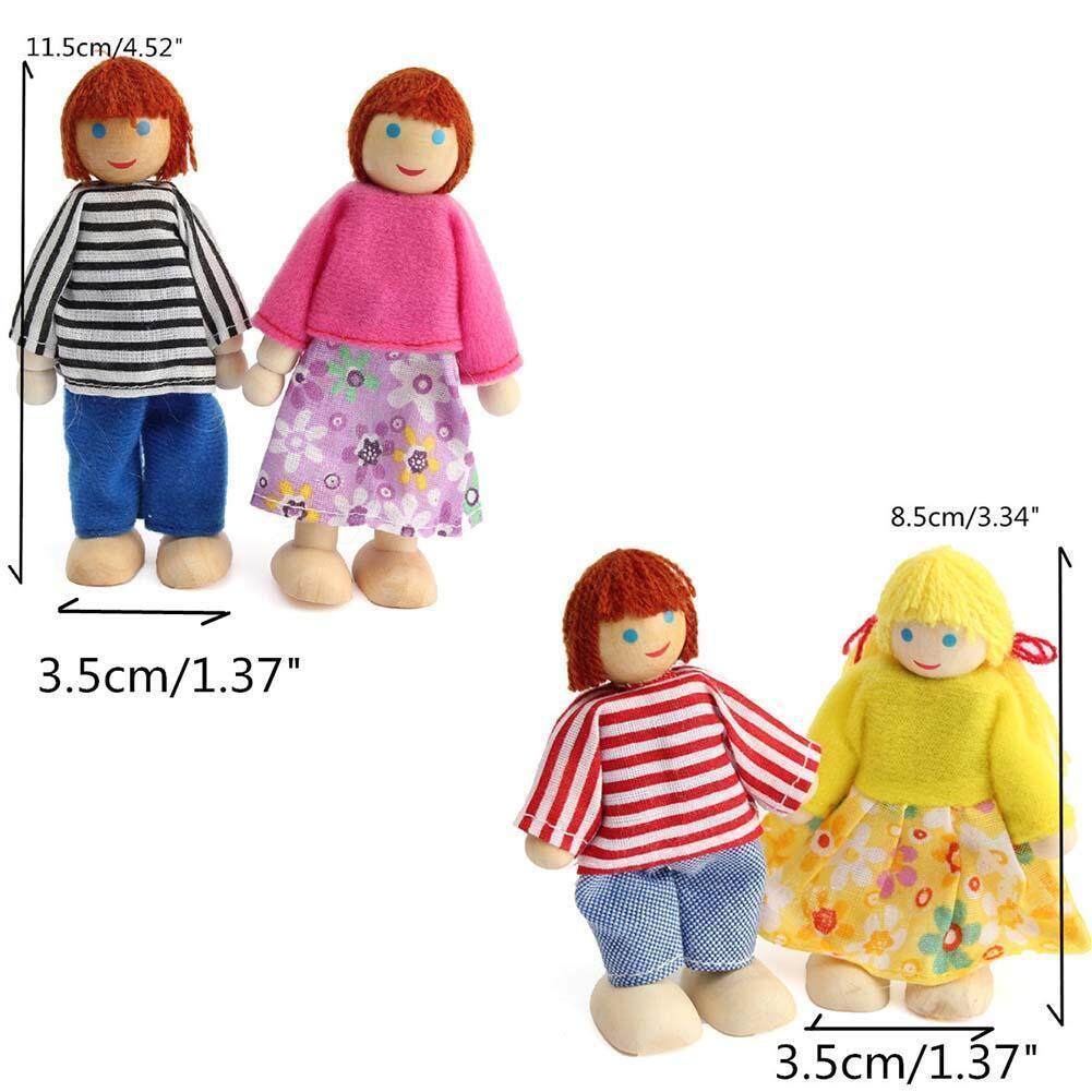 Wooden Dolls Playset Set of 4 People with Dog R84215
