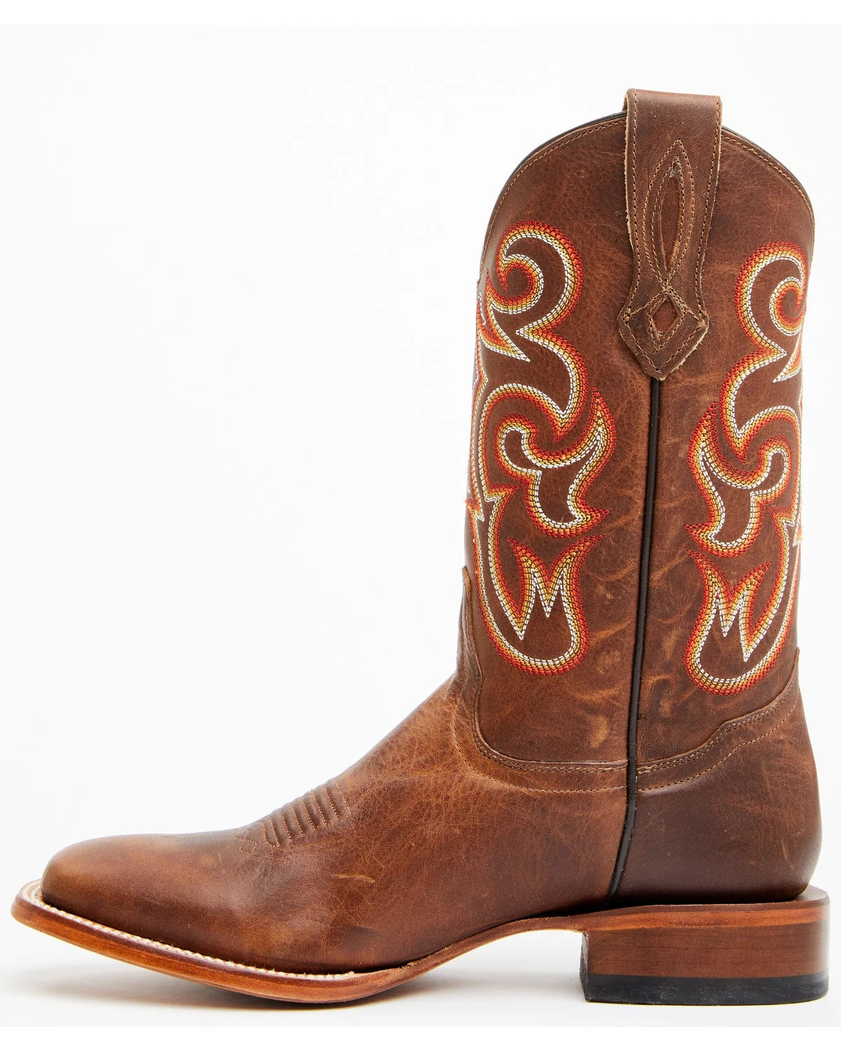 Brown Broad Square Toe Western Boot Q440846