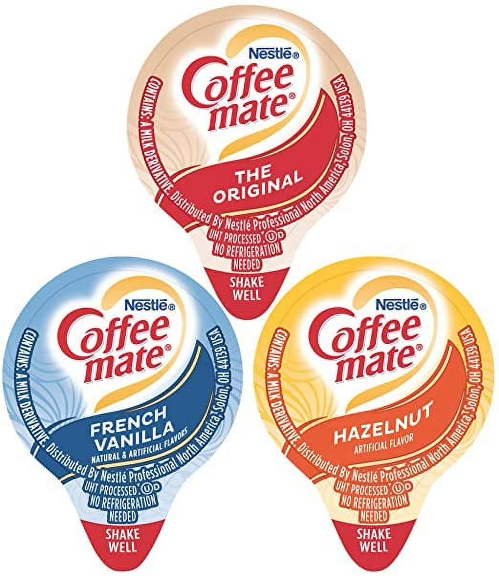 Coffee mate Liquid Creamer Singles Variety Pack, 3 Flavors x 60 ct, 180/Box Y94837
