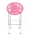 Pink / Chrome Bar Height Stool T8807