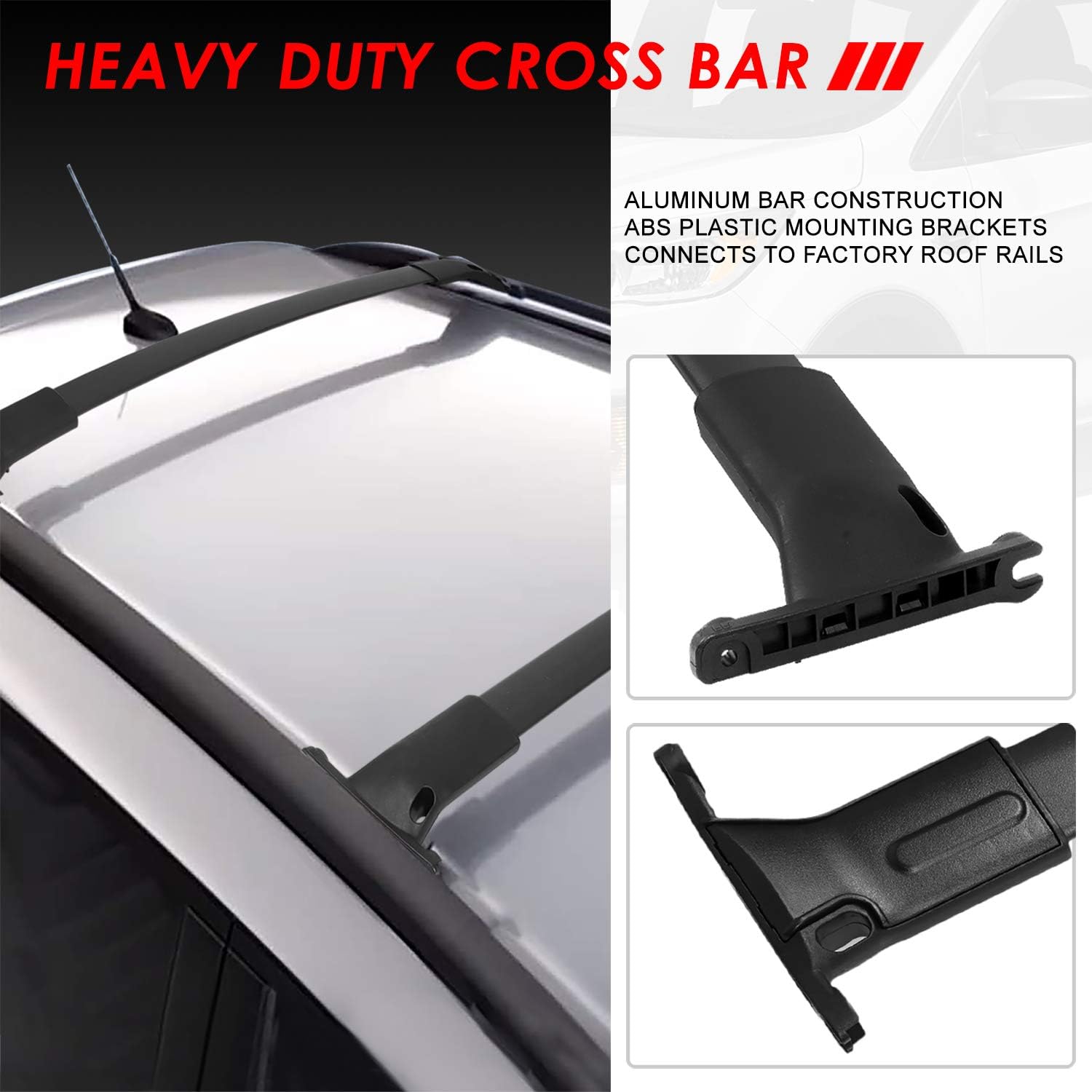 Matte Black Aluminum Roof Rack Cross Bars with ABS Mounting Brackets Q270