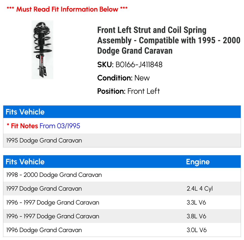 Front Left Strut and Coil Spring Assembly S8198
