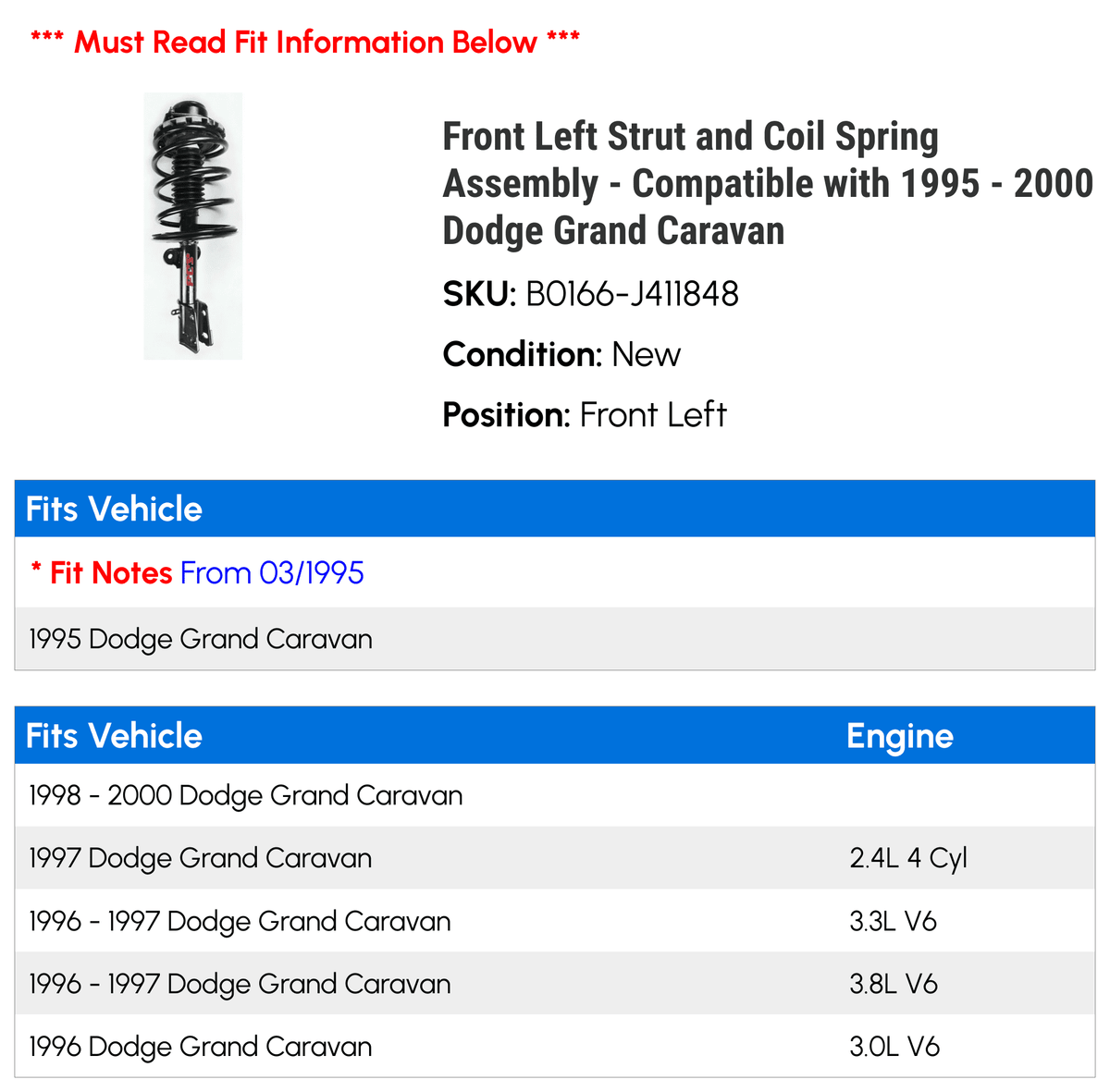 Front Left Strut and Coil Spring Assembly S8198