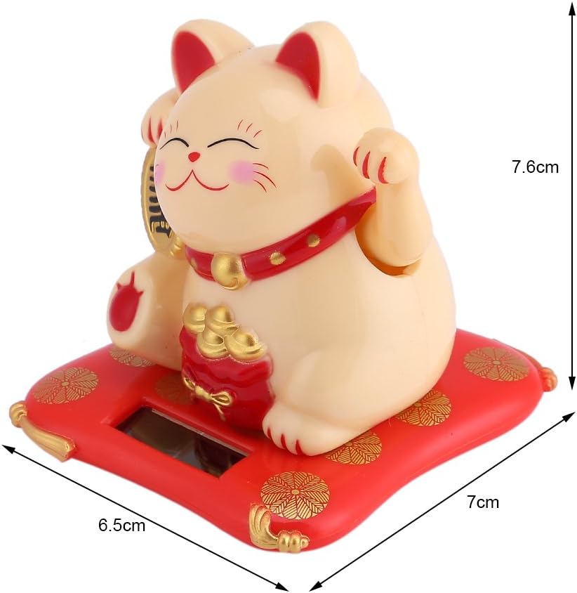 White Pack of 2 Solar Powered Waving Cat U806