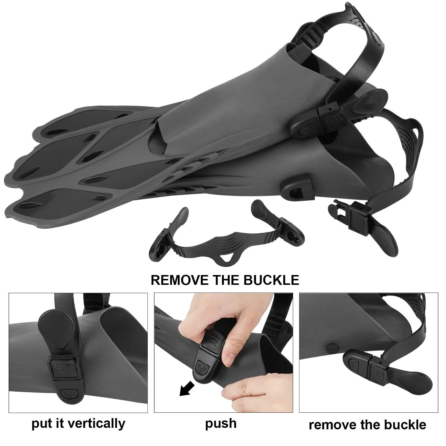 Adjustable Strap Diving Flippers with Mesh Bag I9704