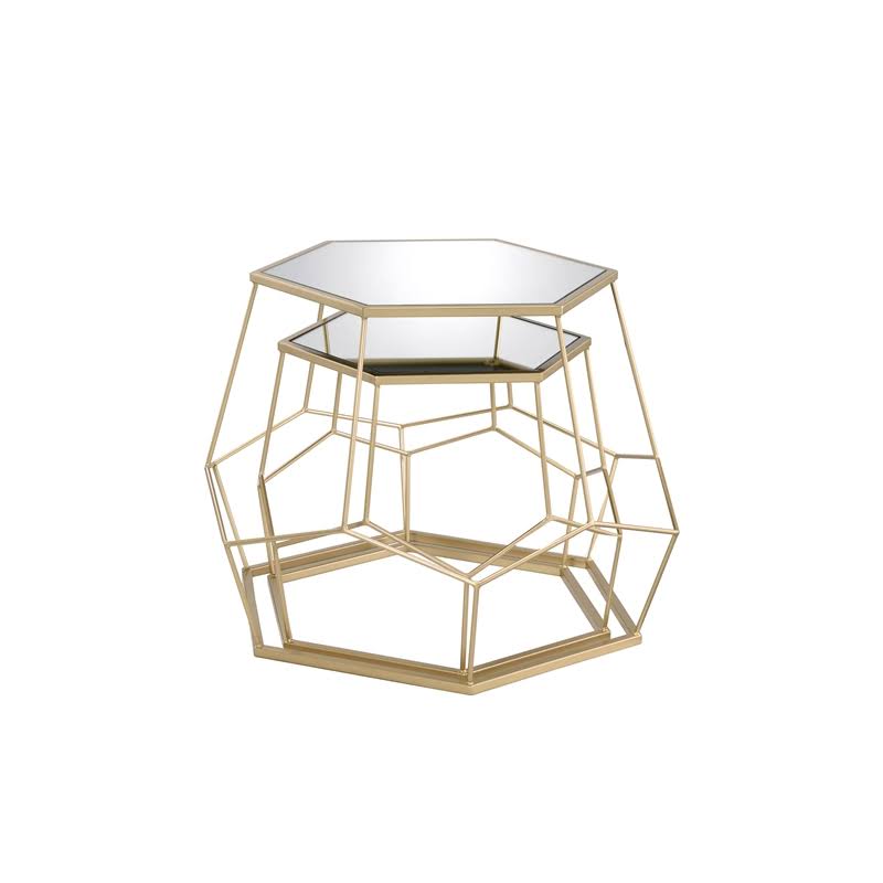 Gold Metal Nesting Accent Table Set Q230463