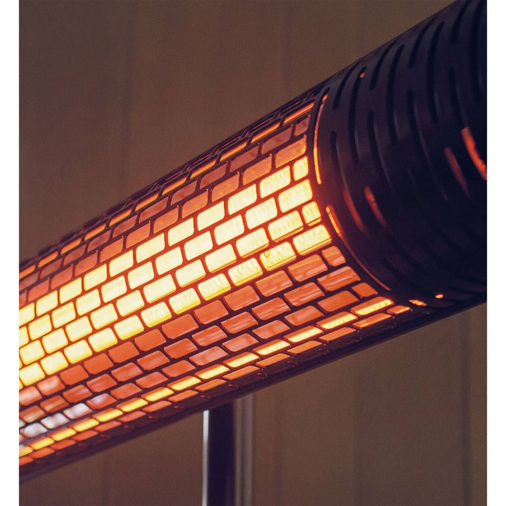 Silver/Black Electric Carbon Infrared Heat Lamp with Remote Control and Tripod Stand X17501