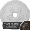 26x22OD x 3 3/4x22ID x 1 1/2x22P Hand-Painted Stone Hearth with Rose Ceiling Medallion Z108086