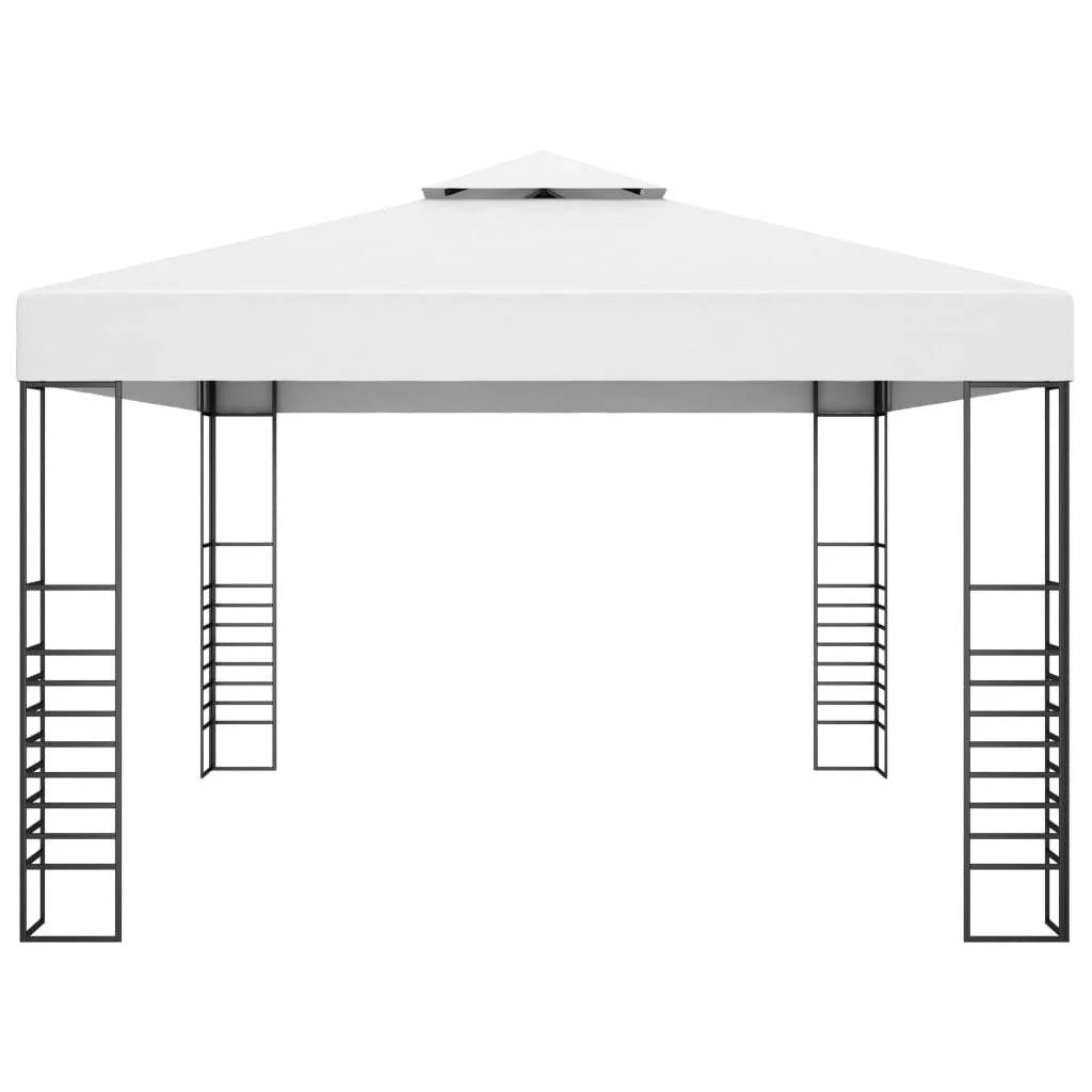 White Powder-Coated Steel Garden Gazebo G739