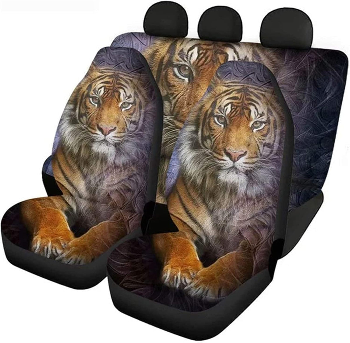 4Pcs Rainbow Color Printing Car Front Seat Covers Back Seat Protector Pads Bucket Seat Cushion M61285