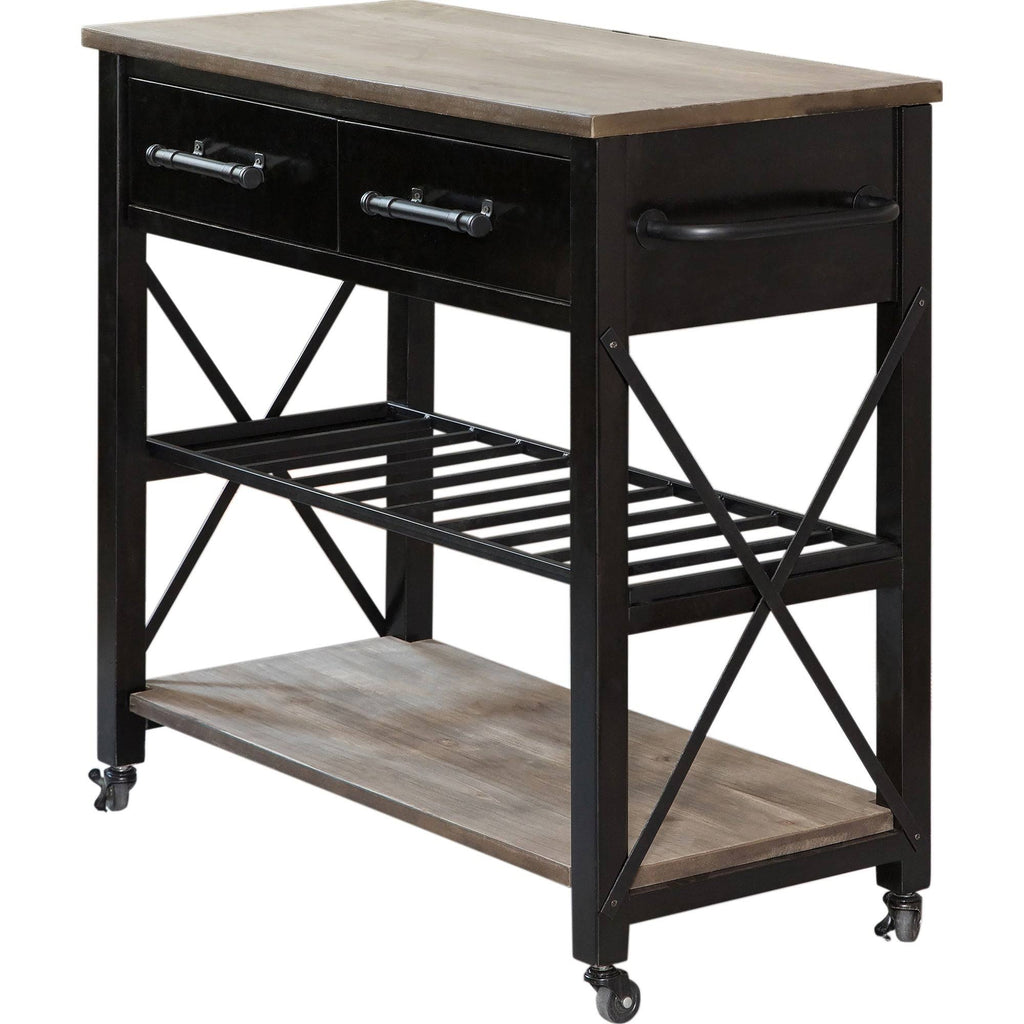 Black Farmhouse Kitchen Cart I632