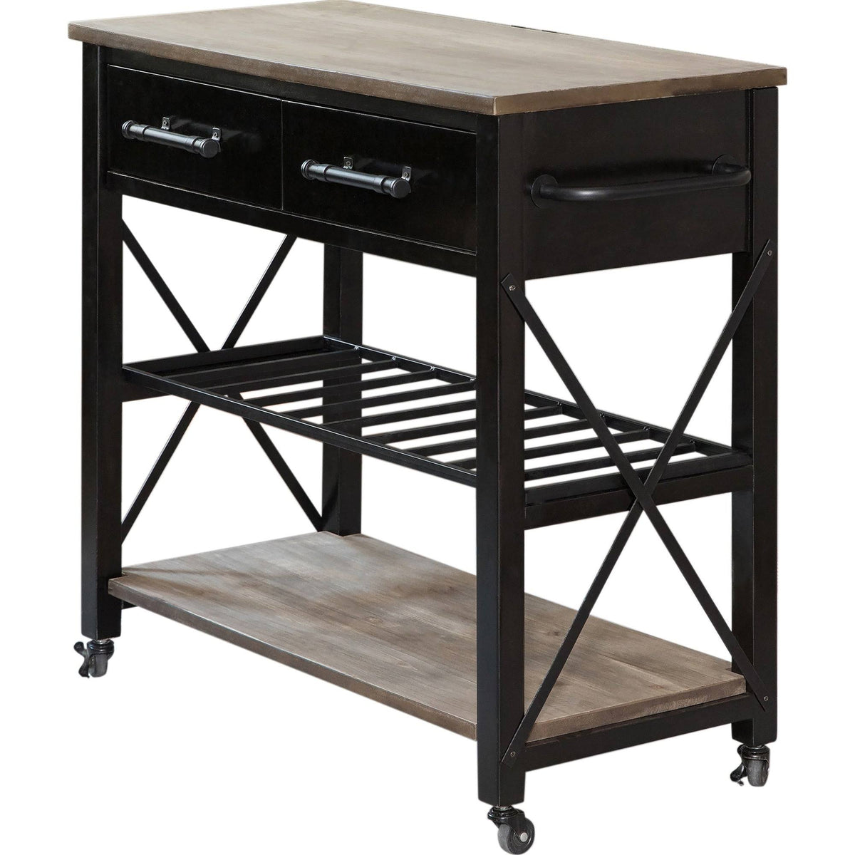 Black Farmhouse Kitchen Cart I632