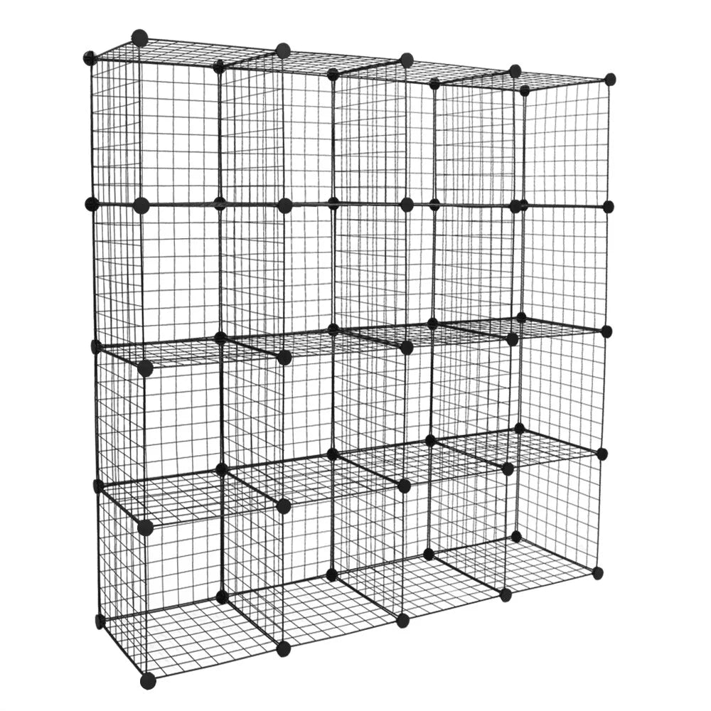 16-Cube Metal Wire Cube Storage Shelves Organizer Bookcase D9733