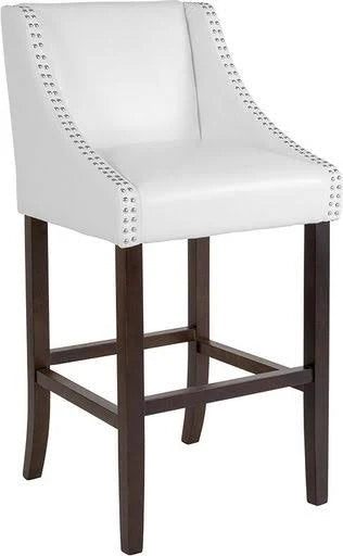 White Walnut Barstool with Accent Nail Trim E483865