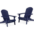 Acacia Wood Folding Adirondack Chairs (Set of 2) Navy Blue P24679