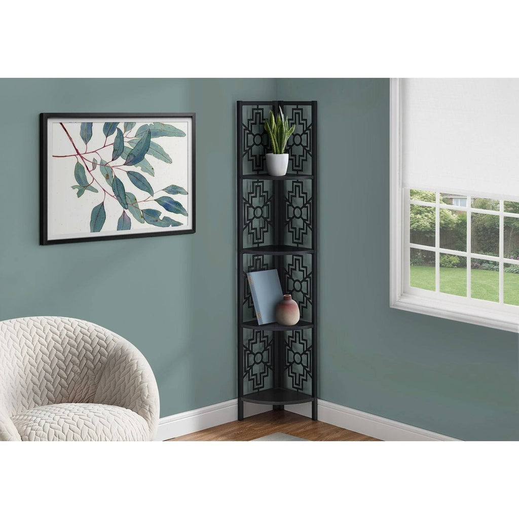 Black 62-Inch 4-Tier Corner Bookshelf V859518