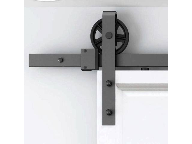 5-16ft Single Wood Sliding Barn Door Hardware Kit Black Carbon Steel N43508