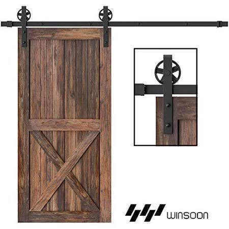 5-16ft Single Wood Sliding Barn Door Hardware Kit Black Carbon Steel N43508