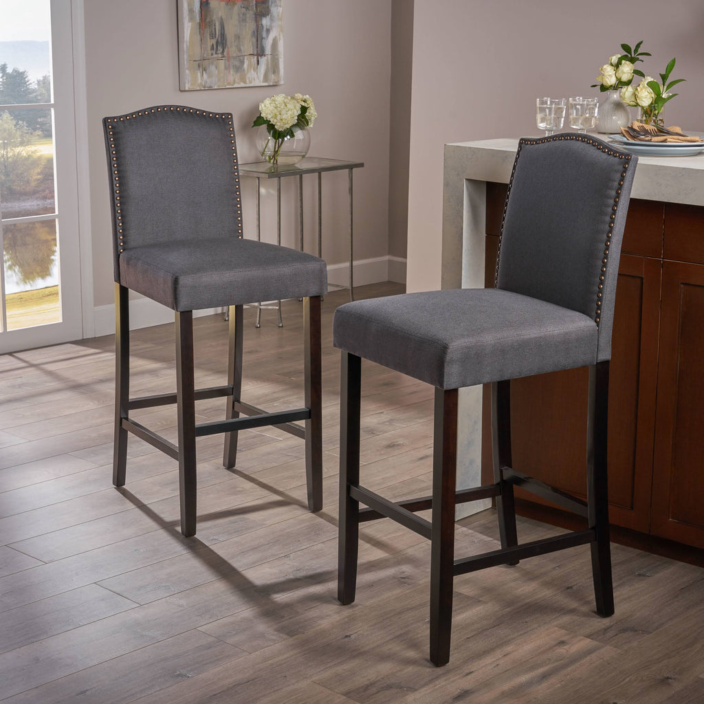 Fabric Barstools (Set of 2) Dark Charcoal/Walnut Y6556