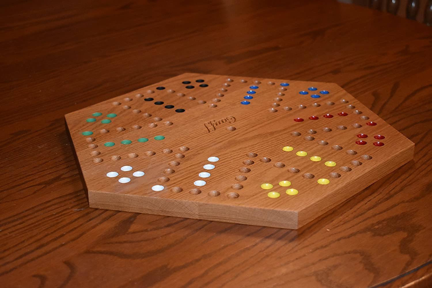 Solid Oak Double Sided Marble Board Game 16 inch O979883