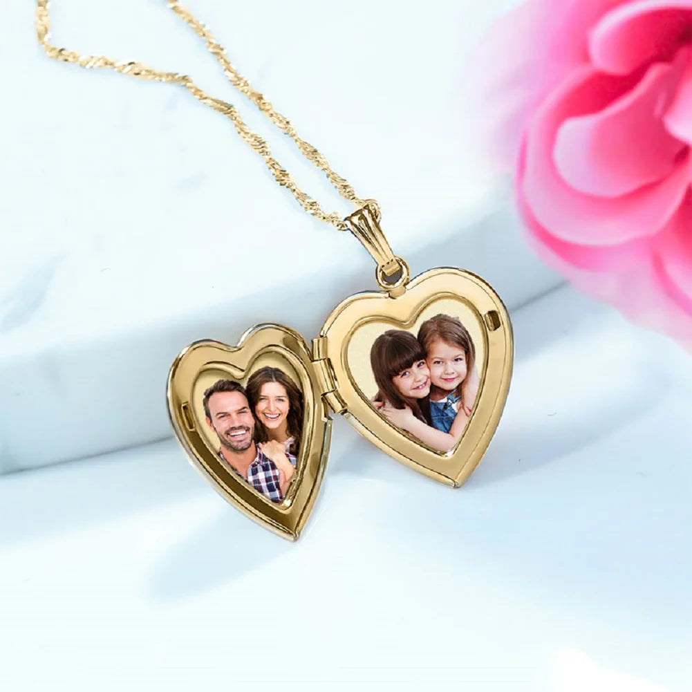 Solid 14K Yellow Gold Heart Locket Necklace Pendant O2034