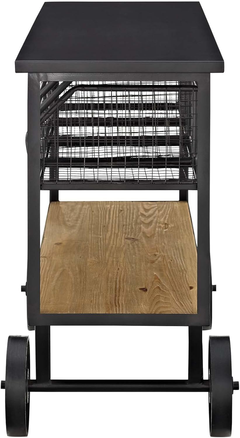 Rustic Farmhouse Steel Rolling Cart in Brown W393440