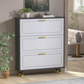 Black and White 3 Drawer Wood Shoe Storage Cabinet I96611