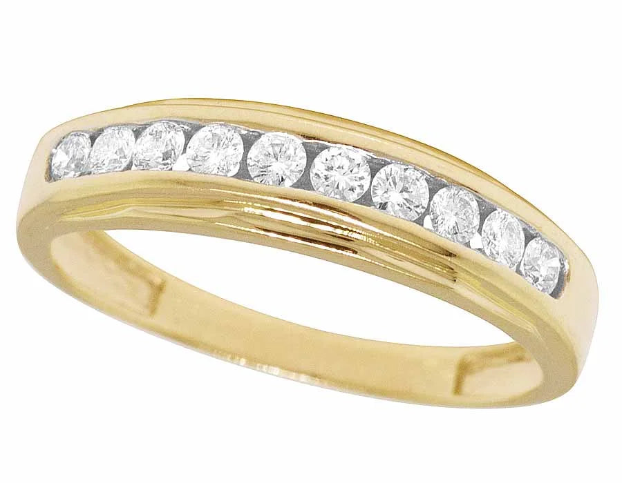14K Yellow Gold Diamond Channel Wedding Band Ring 5MM J176540