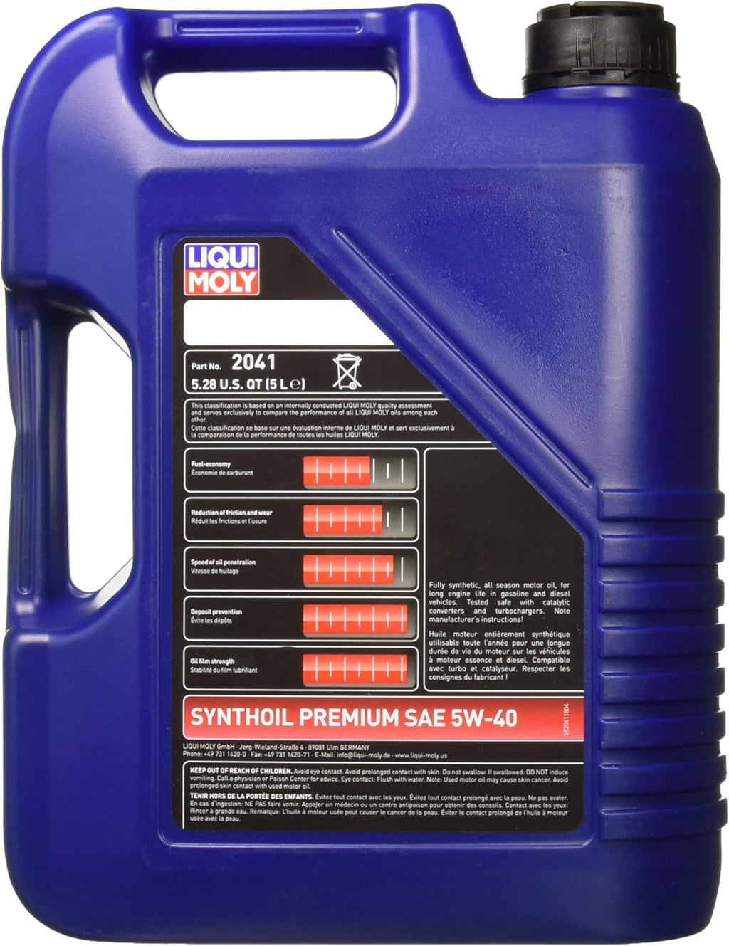 5W-40 Synthetic Motor Oil 5 Liter Pack of 2 B572216