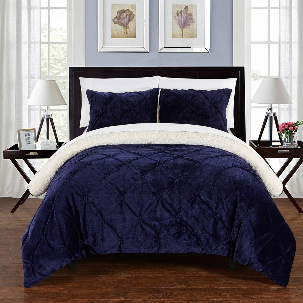 Navy 3 Piece Queen Comforter Set U98496