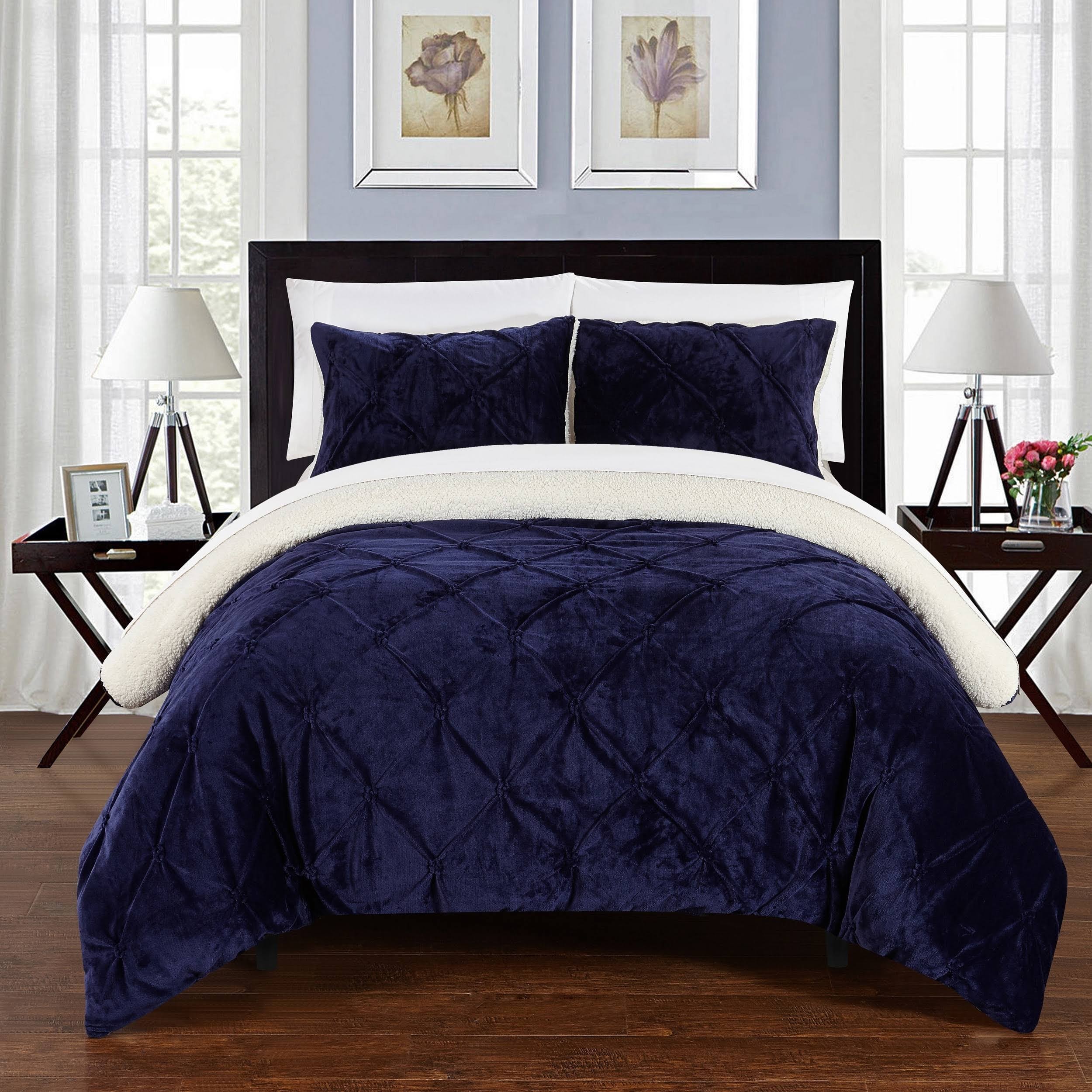 Navy 3 Piece Queen Comforter Set U98496