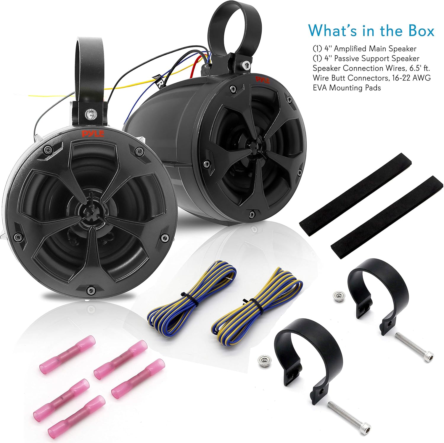 4” Waterproof Bluetooth Speakers with Amplified Speaker System for ATV/UTV, Aux Input, Marine Grade Weatherproof, 12V Vehicles N49094