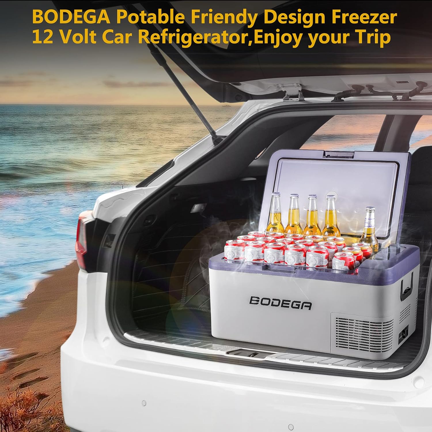 12 Volt Portable Car Refrigerator Freezer, 20 Quart 18L, Dark Blue S1961
