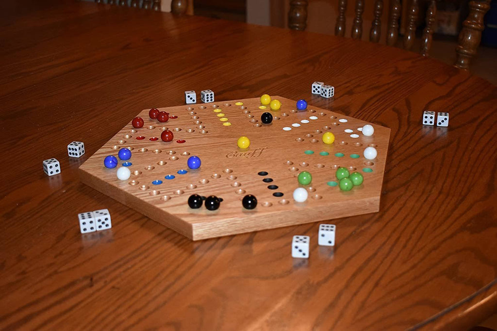 Solid Oak Double Sided Marble Board Game 16 inch O979883
