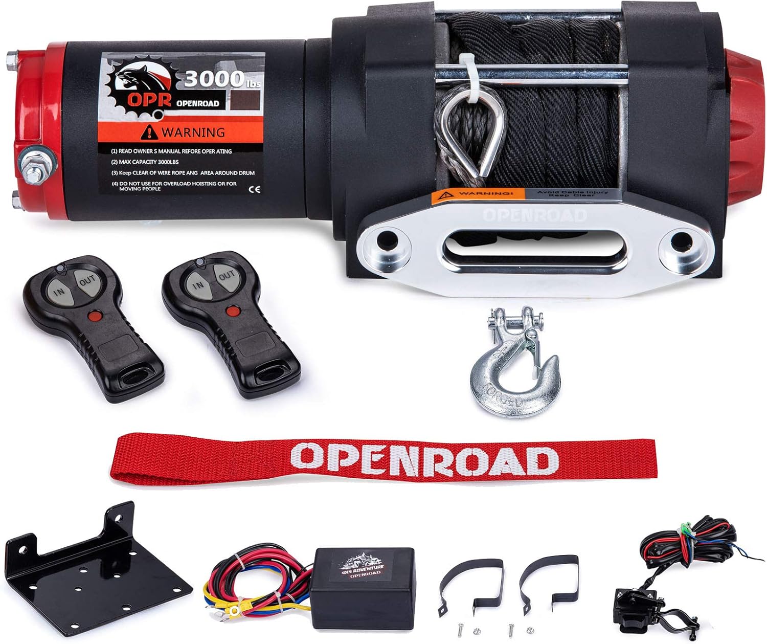 ATV Winch 3000lbs 12V Electric Winch with Wireless Remote Control Mounting Bracket W5168