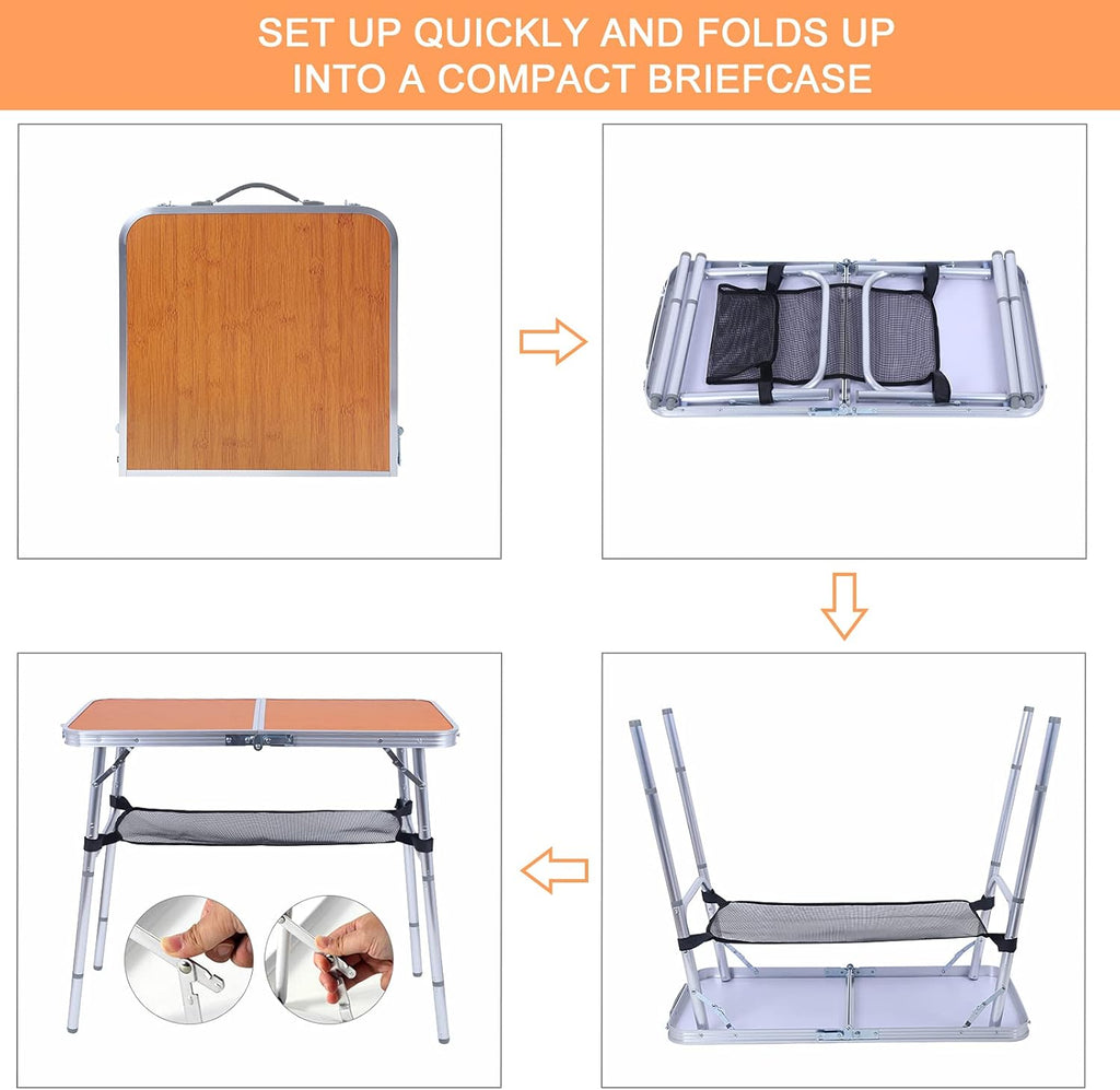 Folding Camping Table with Storage, Adjustable Height, Lightweight, 31.5x15.7 G9393