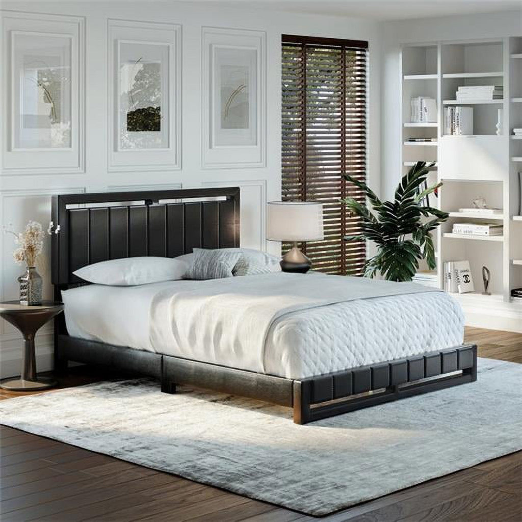 Faux Leather Upholstered Platform Bed V94723
