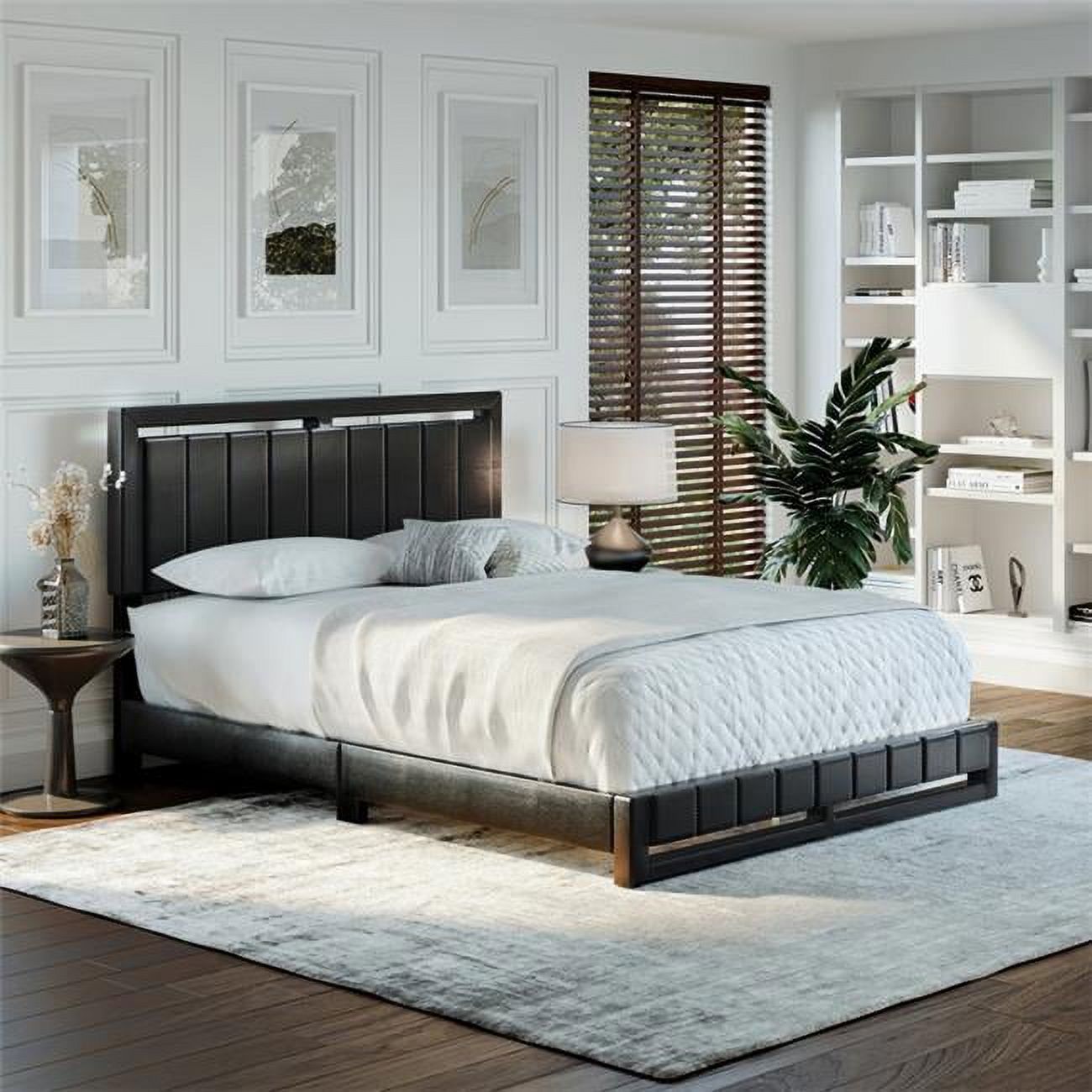 Faux Leather Upholstered Platform Bed V94723