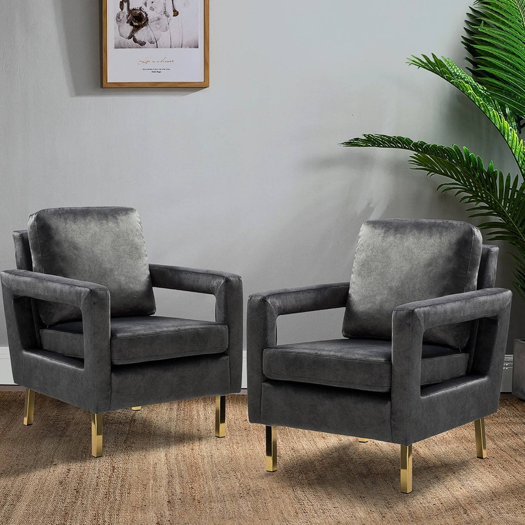 Grey Upholstered Armchair Set of 2 F5539