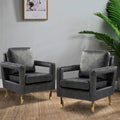 Grey Upholstered Armchair Set of 2 F5539