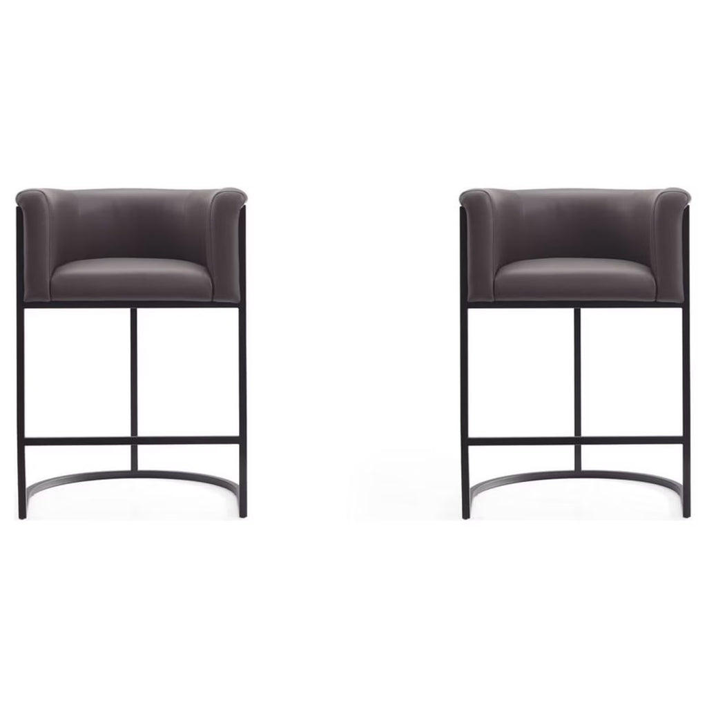 Pebble and Black Metal Counter Height Bar Stool (Set of 2) G930447