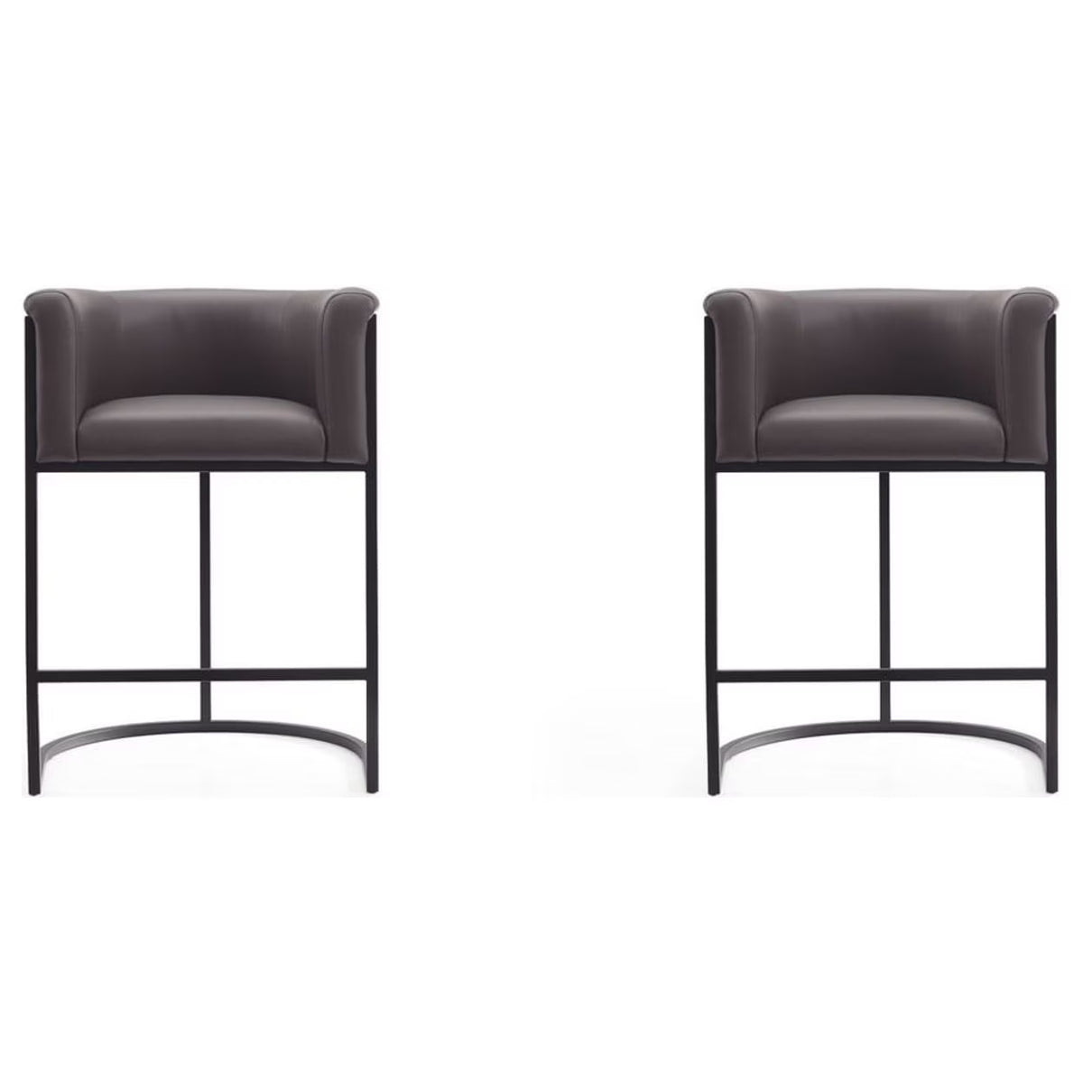 Pebble and Black Metal Counter Height Bar Stool (Set of 2) G930447