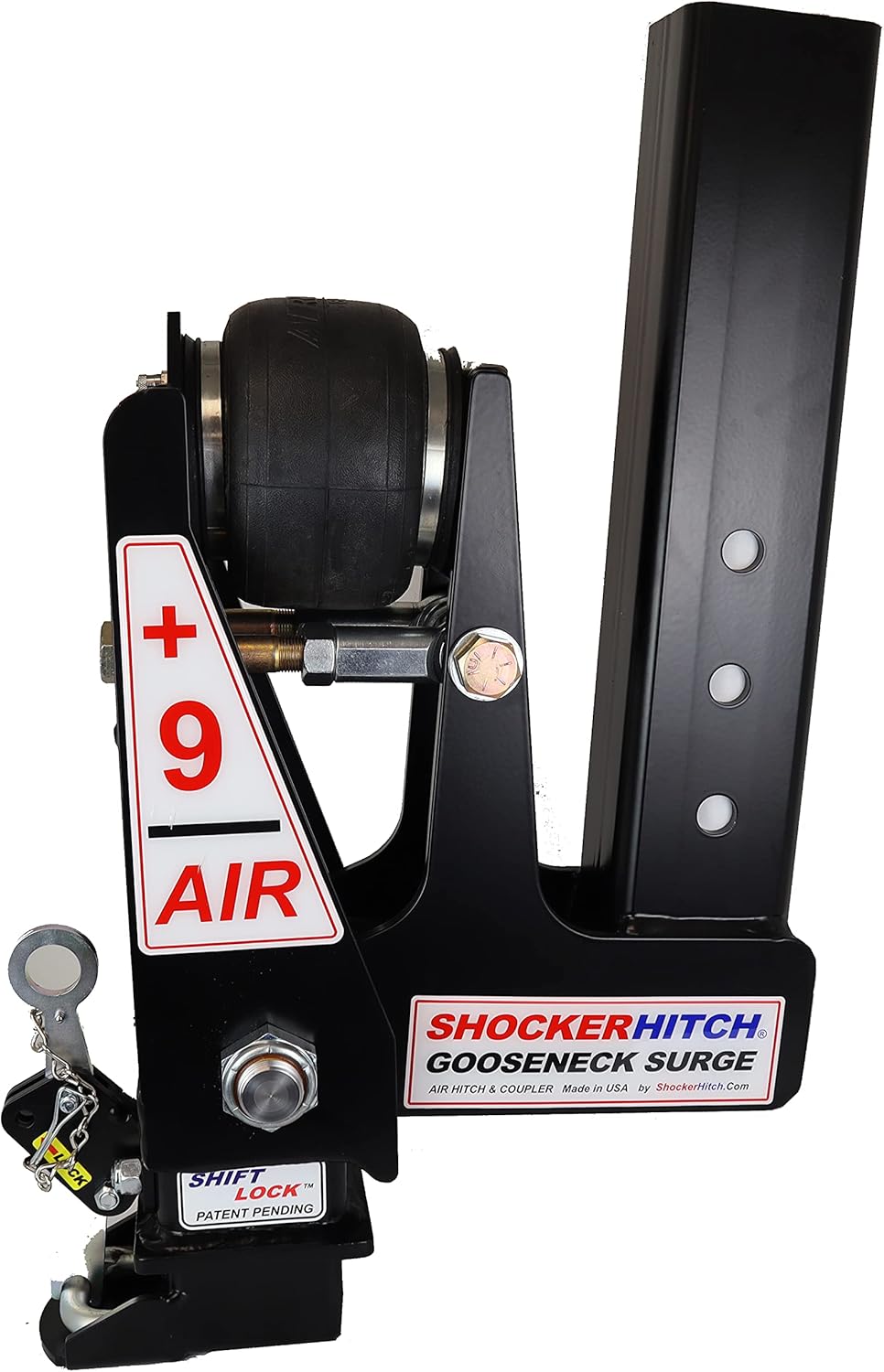 Gooseneck Air Hitch & Coupler, Square 4" Straight Pin 30K Coupler 9" Offset A143395